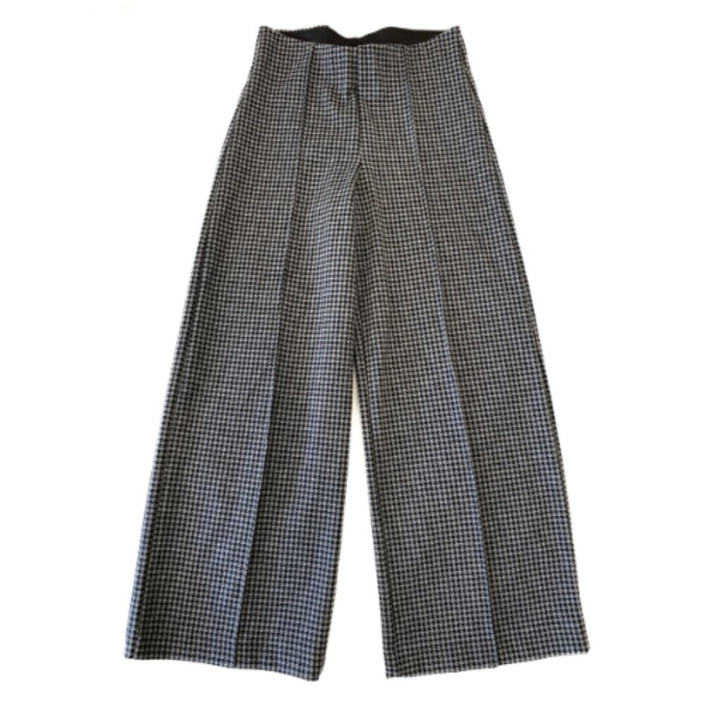 NWT Black and Grey Herringbone Wide Leg Ankle Pant Size XS